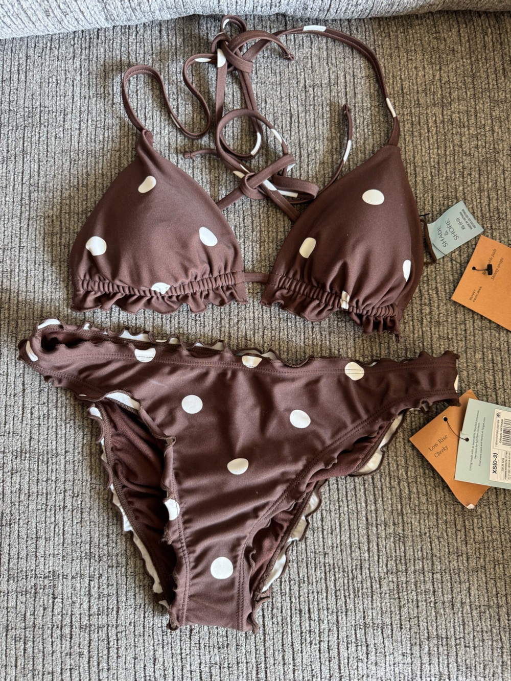 Shade & Shore Brown Polka Dot Triangle Bikini